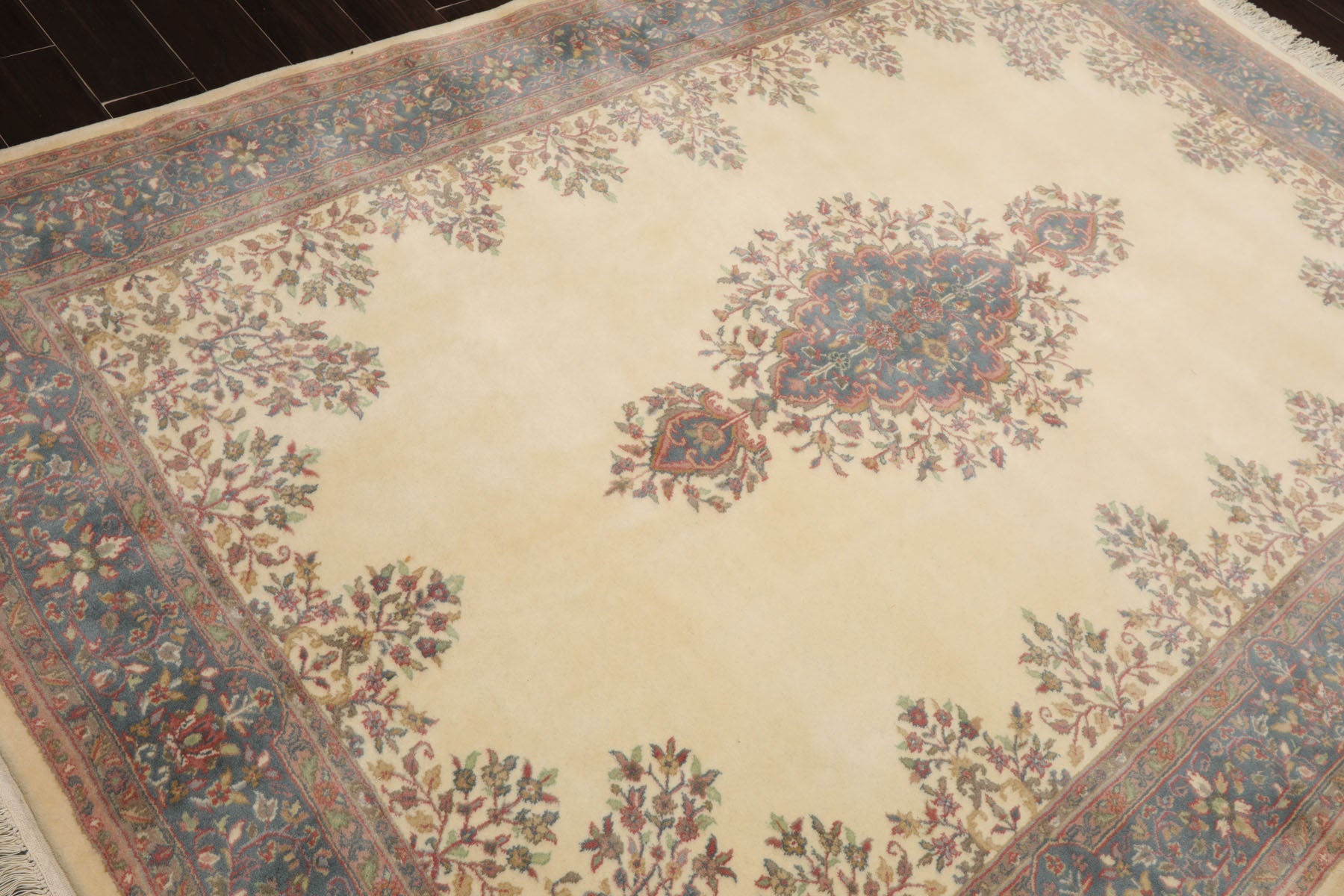 6x9 Ivory, Teal, Rose Color Hand Knotted French Aubusson Savonnerie New Zealand Wool Traditional Oriental Rug