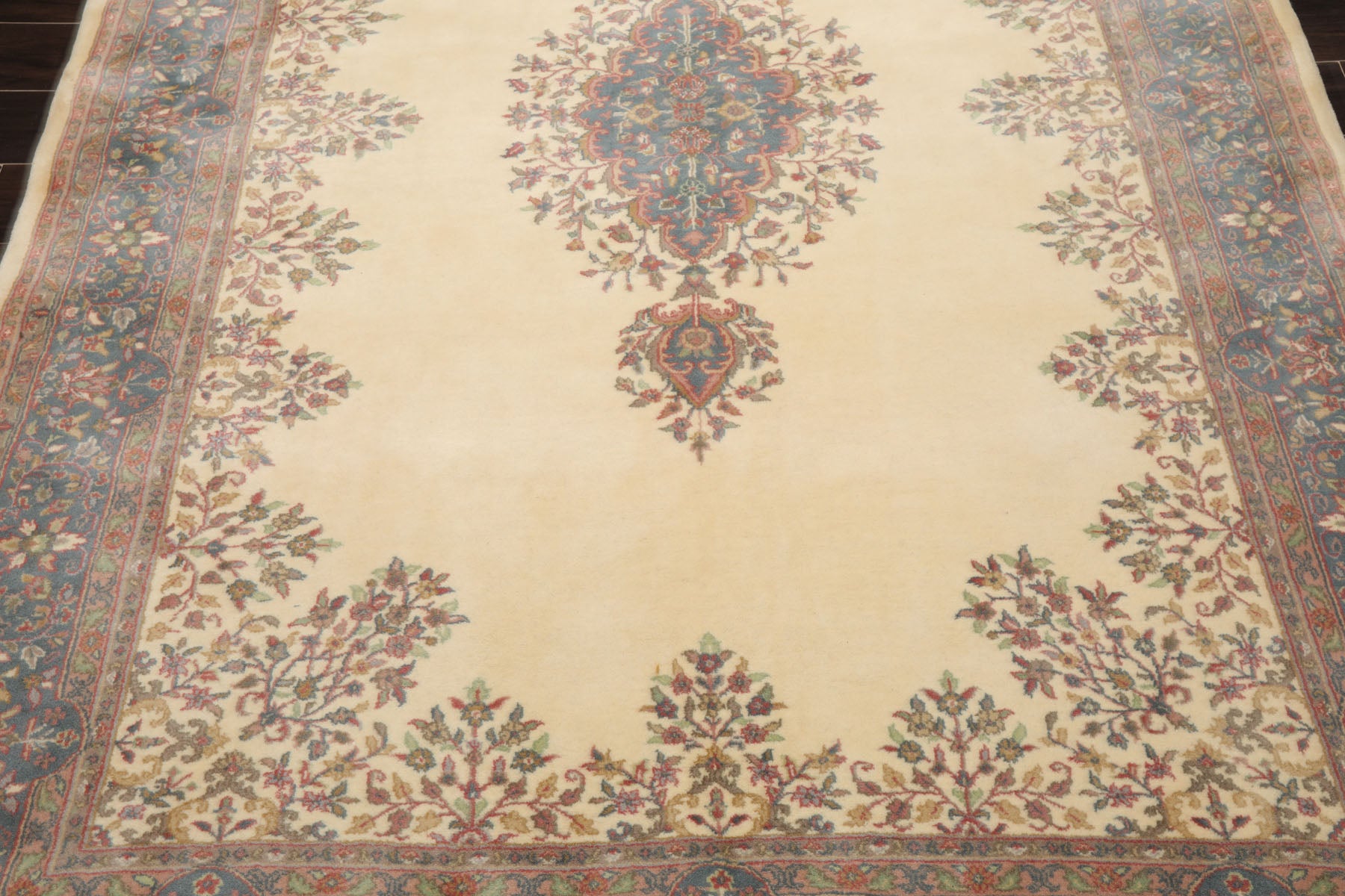 6x9 Ivory, Teal, Rose Color Hand Knotted French Aubusson Savonnerie New Zealand Wool Traditional Oriental Rug