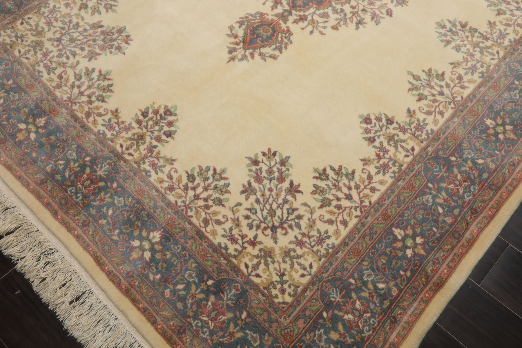 6x9 Ivory, Teal, Rose Color Hand Knotted French Aubusson Savonnerie New Zealand Wool Traditional Oriental Rug