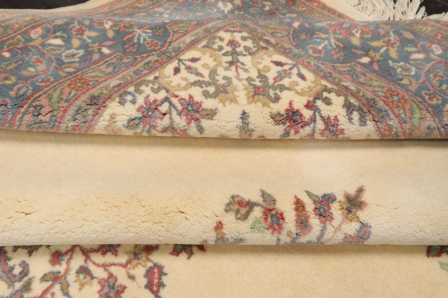 6x9 Ivory, Teal, Rose Color Hand Knotted French Aubusson Savonnerie New Zealand Wool Traditional Oriental Rug