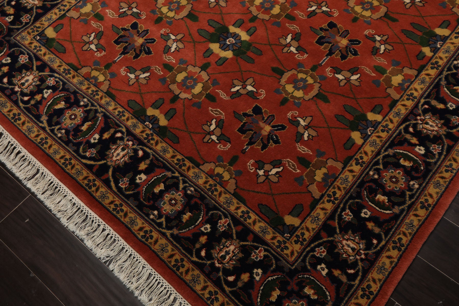 6x9 Rose, Navy, Gold Color Hand Knotted French Aubusson Savonnerie New Zealand Wool Traditional Oriental Rug