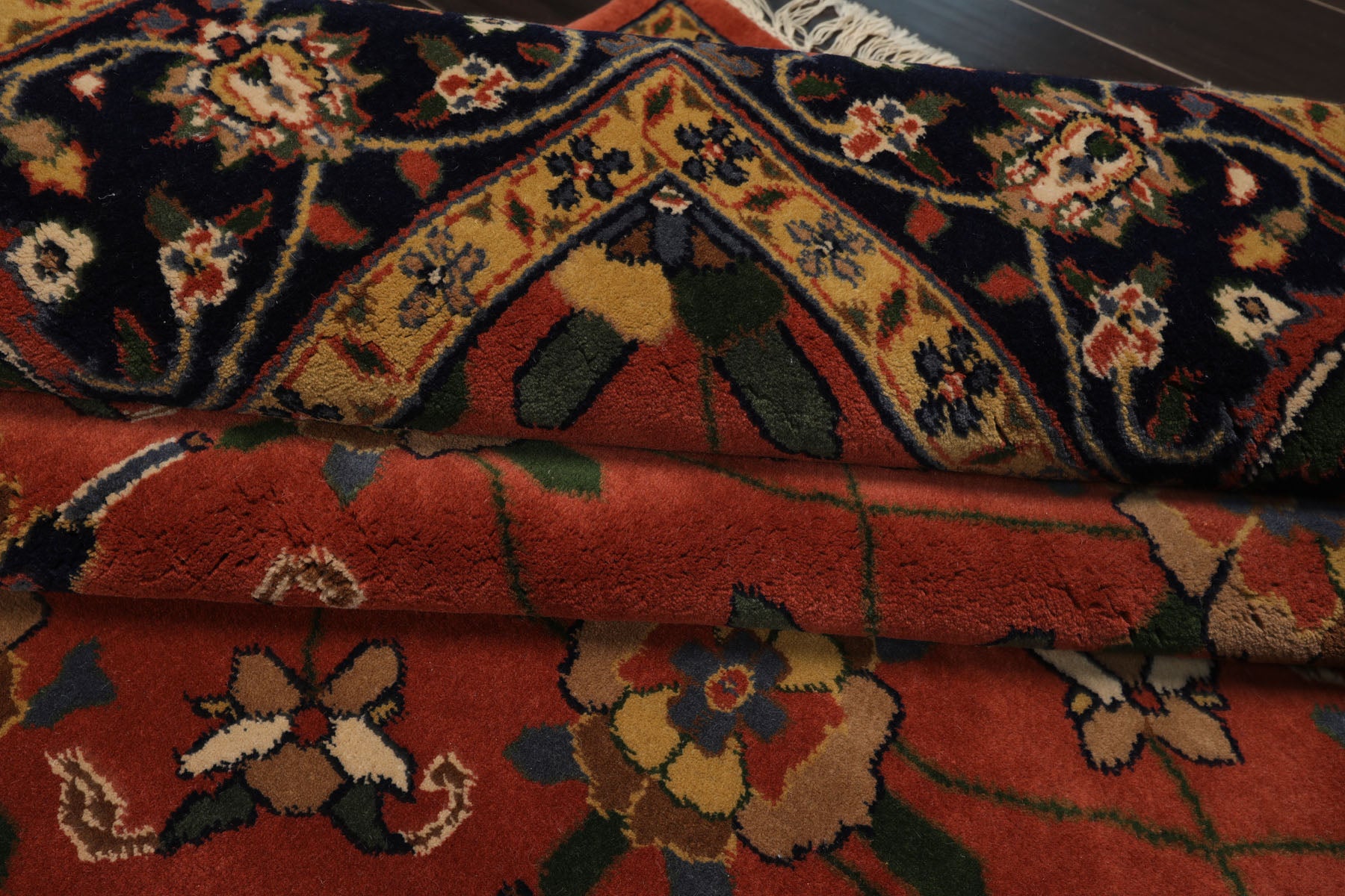6x9 Rose, Navy, Gold Color Hand Knotted French Aubusson Savonnerie New Zealand Wool Traditional Oriental Rug