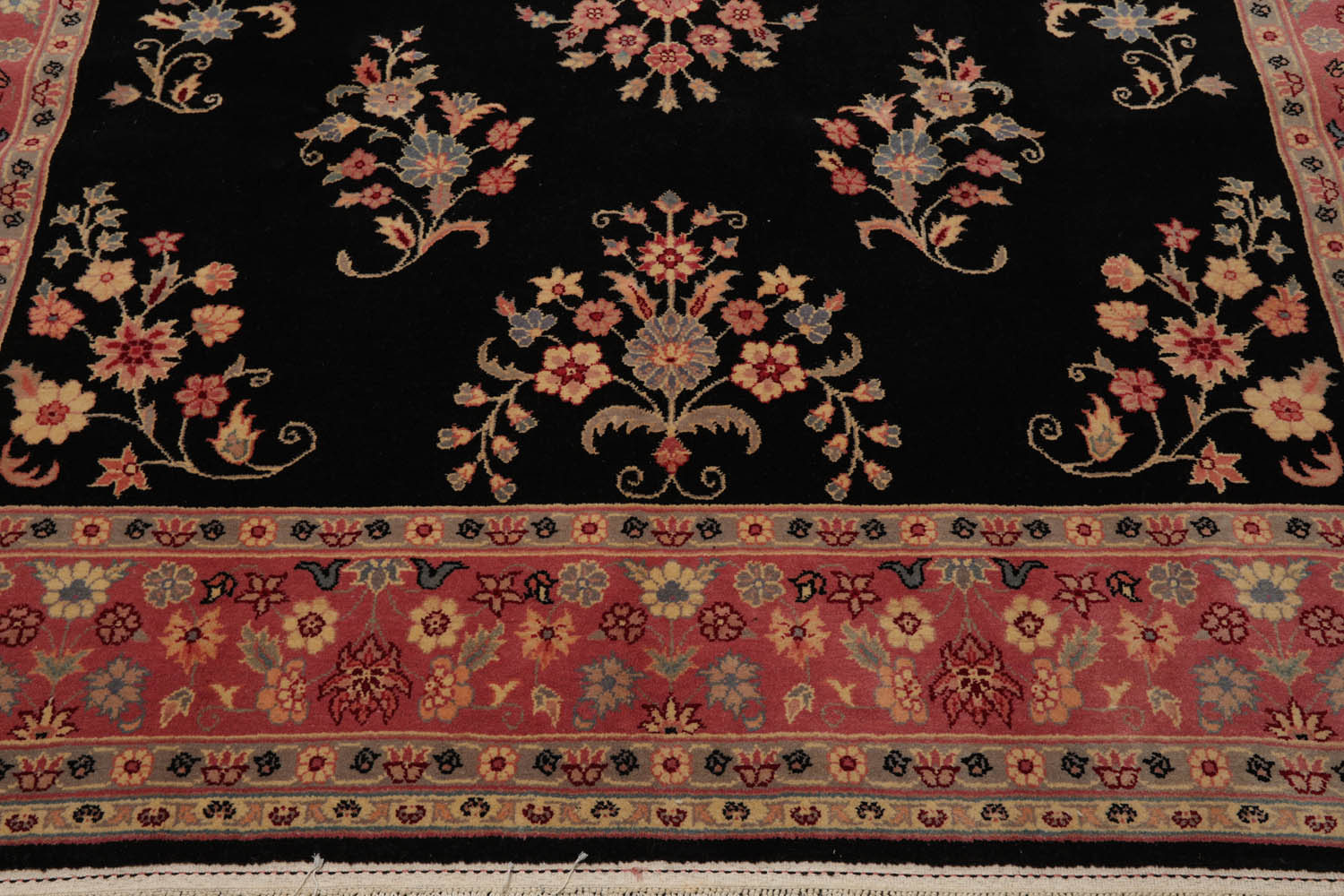 8x10 Black, Pink, Gray Color Hand Knotted All-Over 100% Wool Traditional Oriental Rug