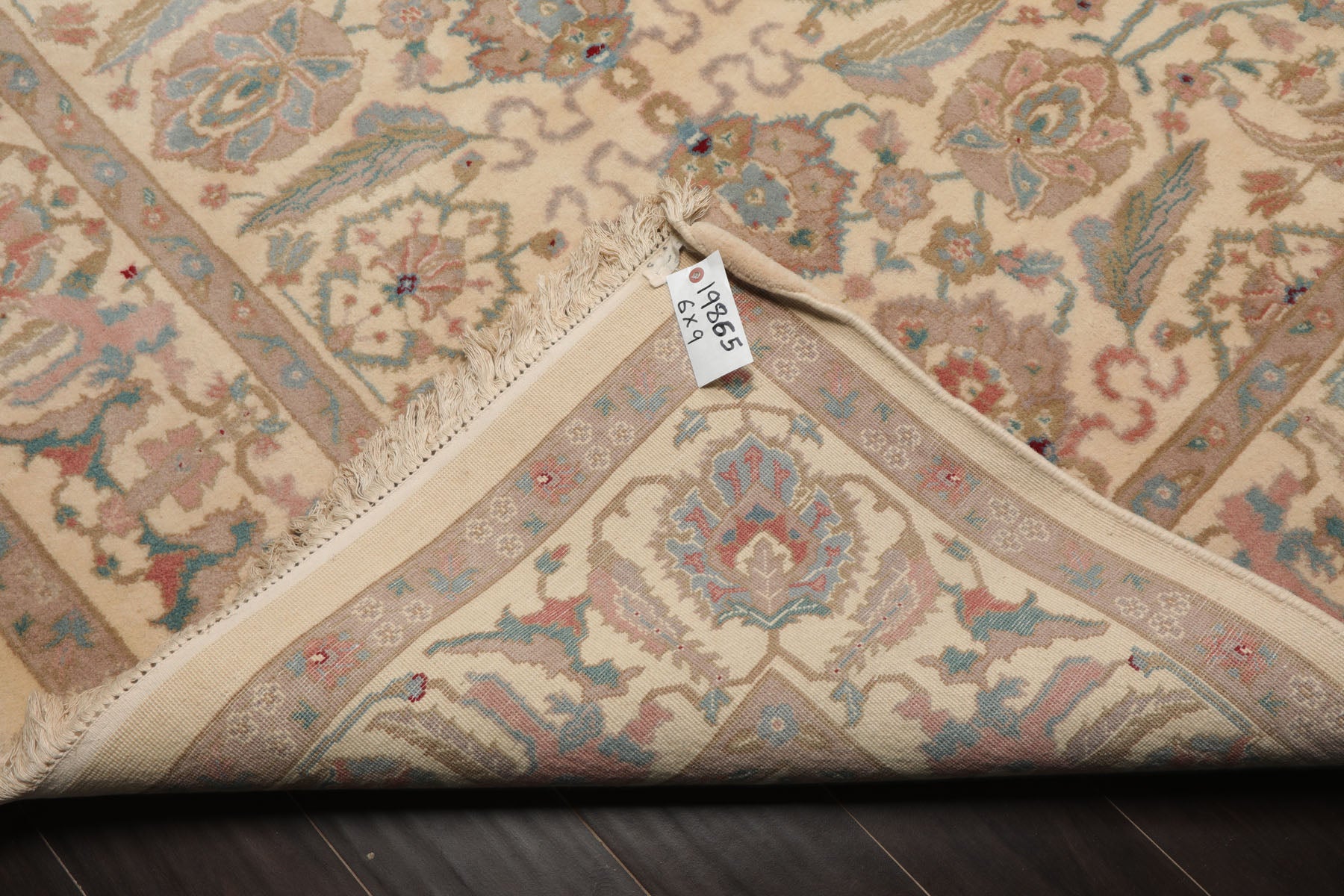 6x9 Ivory, Taupe, Rose Color Hand Knotted Oushak New Zealand Wool Arts & Crafts Oriental Rug