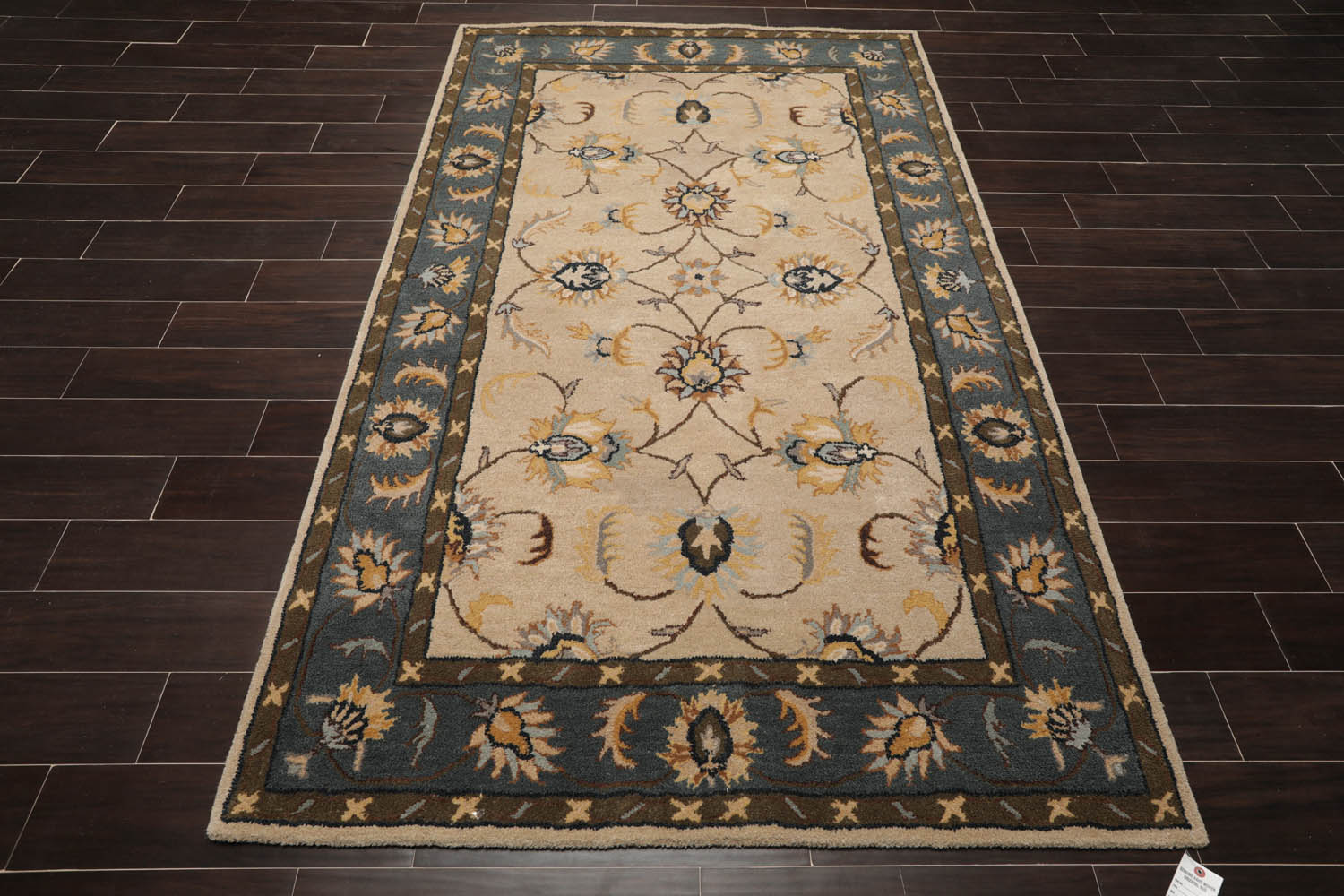 5x7 Beige, Teal, Khakee Color Hand Tufted Floral 100% Wool Traditional-Persian/Oriental Oriental Rug