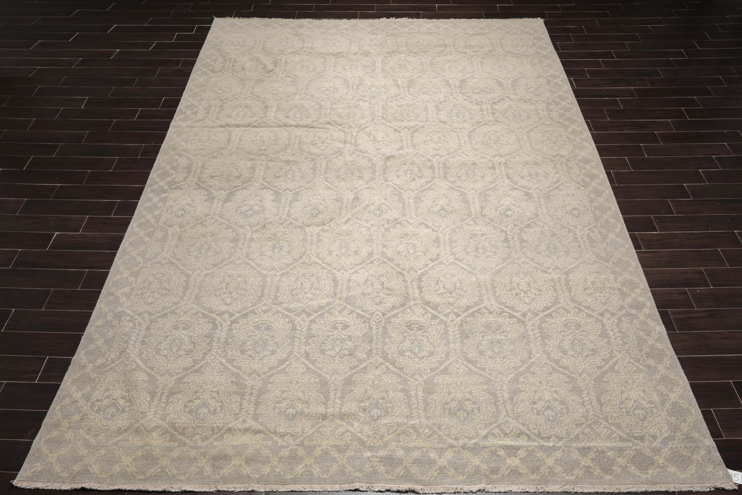 10x14 Gray, Beige, Slate Color Hand Knotted All-Over 100% Wool Transitional Oriental Rug