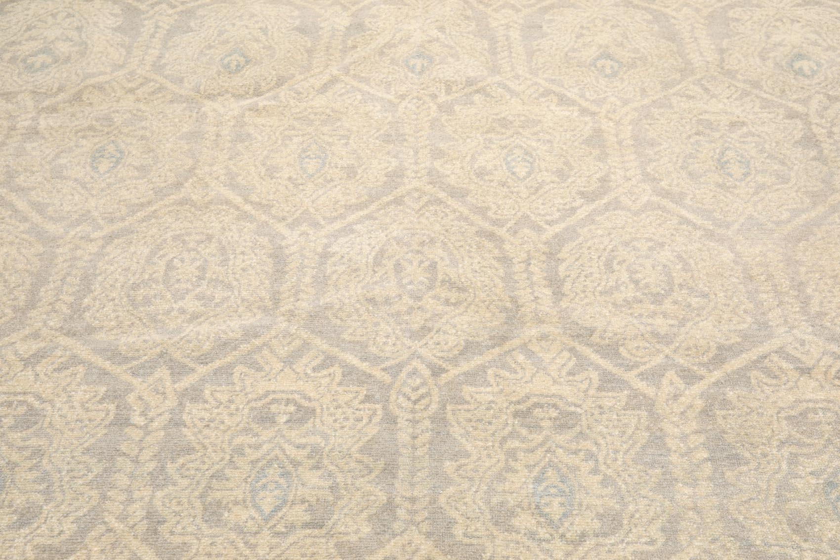 10x14 Gray, Beige, Slate Color Hand Knotted All-Over 100% Wool Transitional Oriental Rug