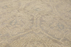 10x14 Gray, Beige, Slate Color Hand Knotted All-Over 100% Wool Transitional Oriental Rug