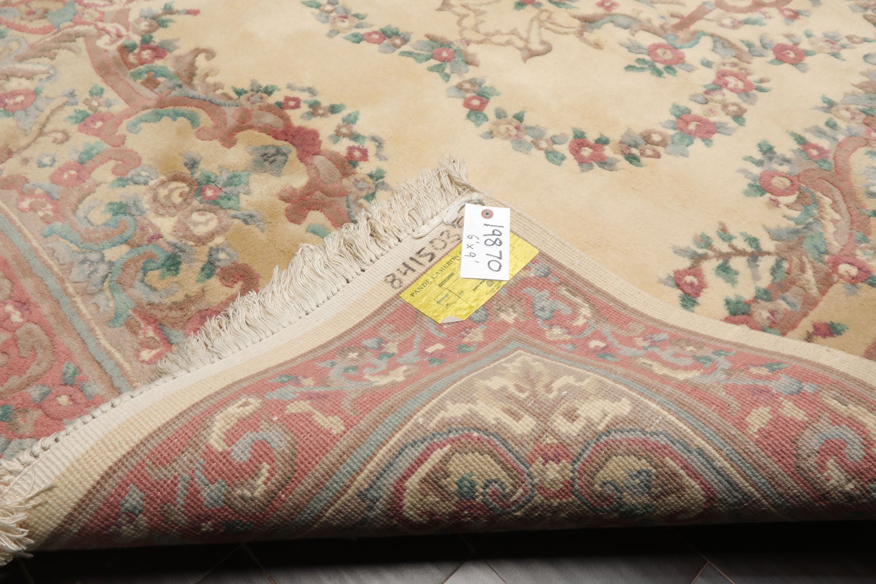 6x9 Ivory, Blush, Brown Color Hand Knotted French Aubusson Savonnerie New Zealand Wool Traditional Oriental Rug