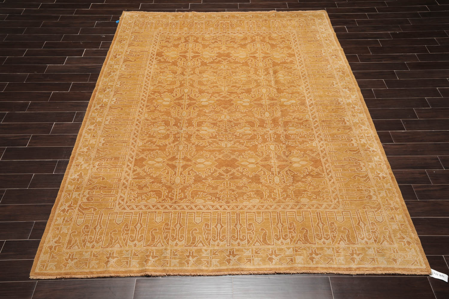 9x12 Brown, Beige, Tan Color Hand Knotted All-Over 100% Wool Traditional Oriental Rug