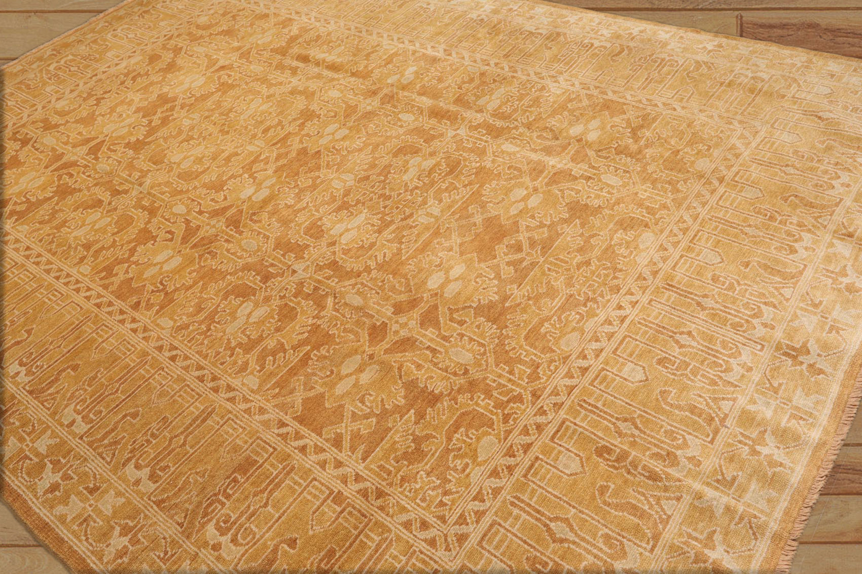 9x12 Brown, Beige, Tan Color Hand Knotted All-Over 100% Wool Traditional Oriental Rug