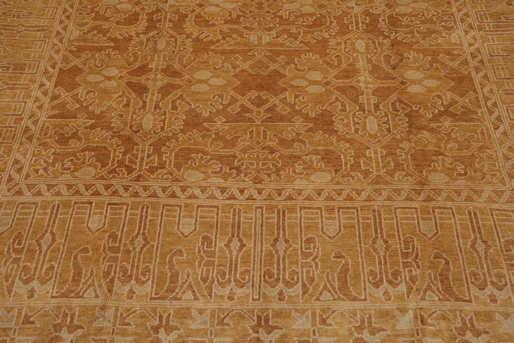 9x12 Brown, Beige, Tan Color Hand Knotted All-Over 100% Wool Traditional Oriental Rug