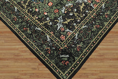 Multi Size Charcoal Sage Rose Color Hand Hooked William Morris Wool Traditional Oriental Rug