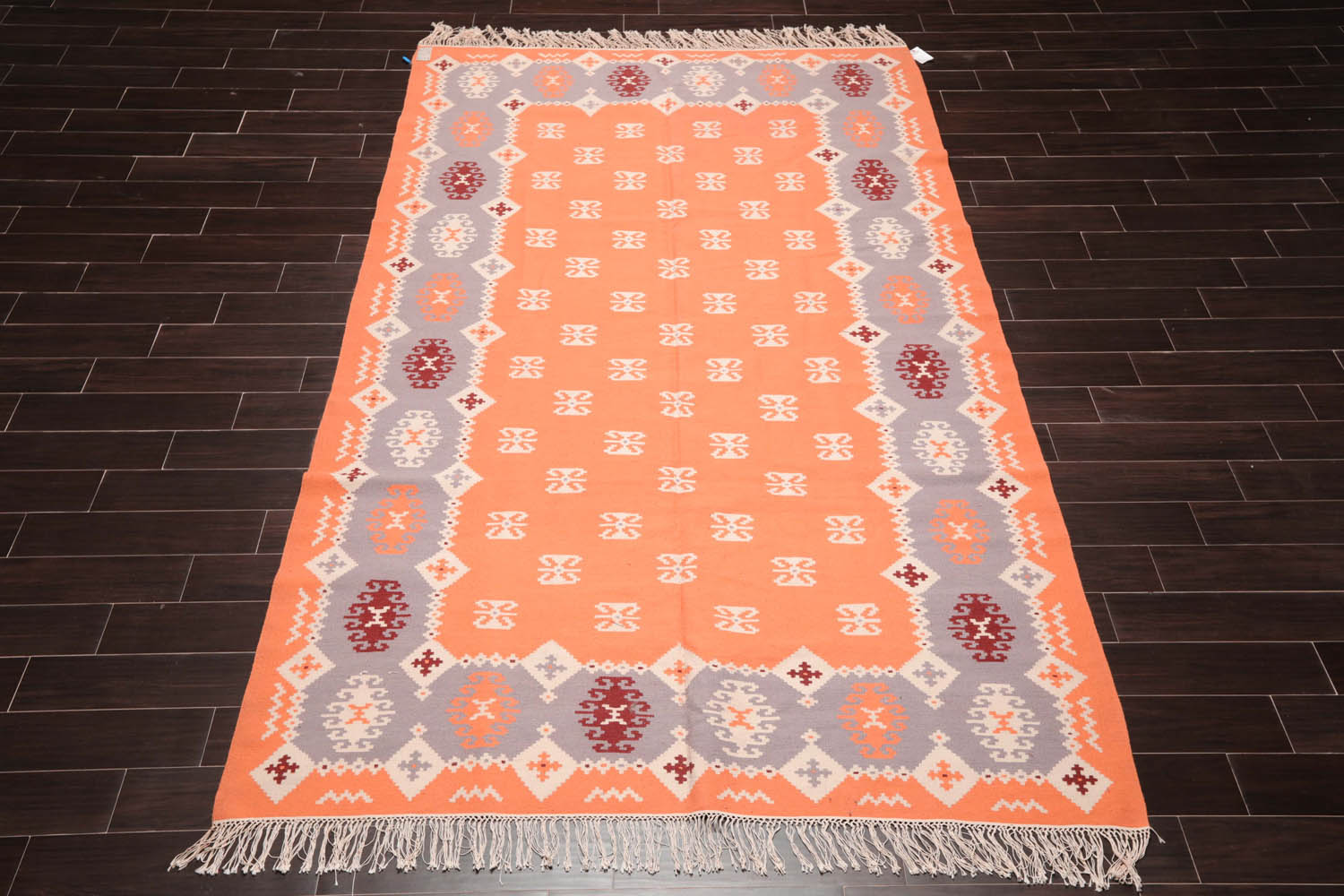 8x10 Peach, Lavender, Ivory Color Hand Woven All-Over 100% Wool Southwestern Oriental Rug