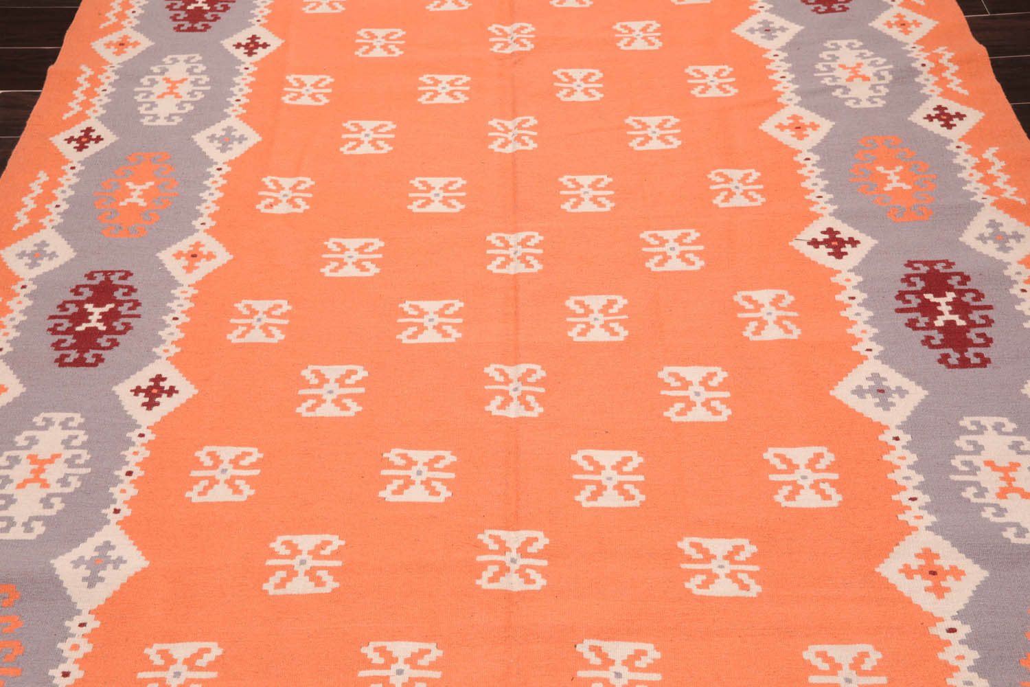 8x10 Peach, Lavender, Ivory Color Hand Woven All-Over 100% Wool Southwestern Oriental Rug
