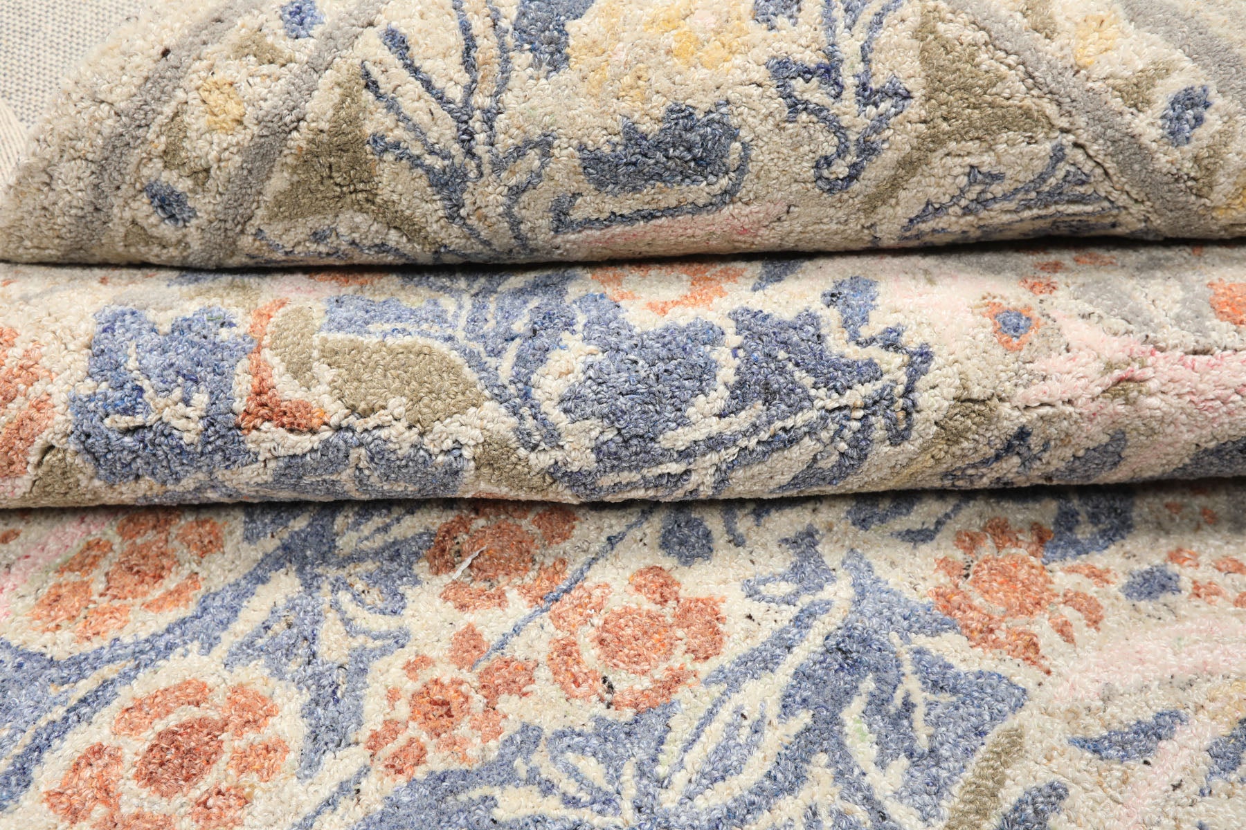 Multi Size Gray Beige Silver Color Hand Hooked William Morris Wool Traditional Oriental Rug