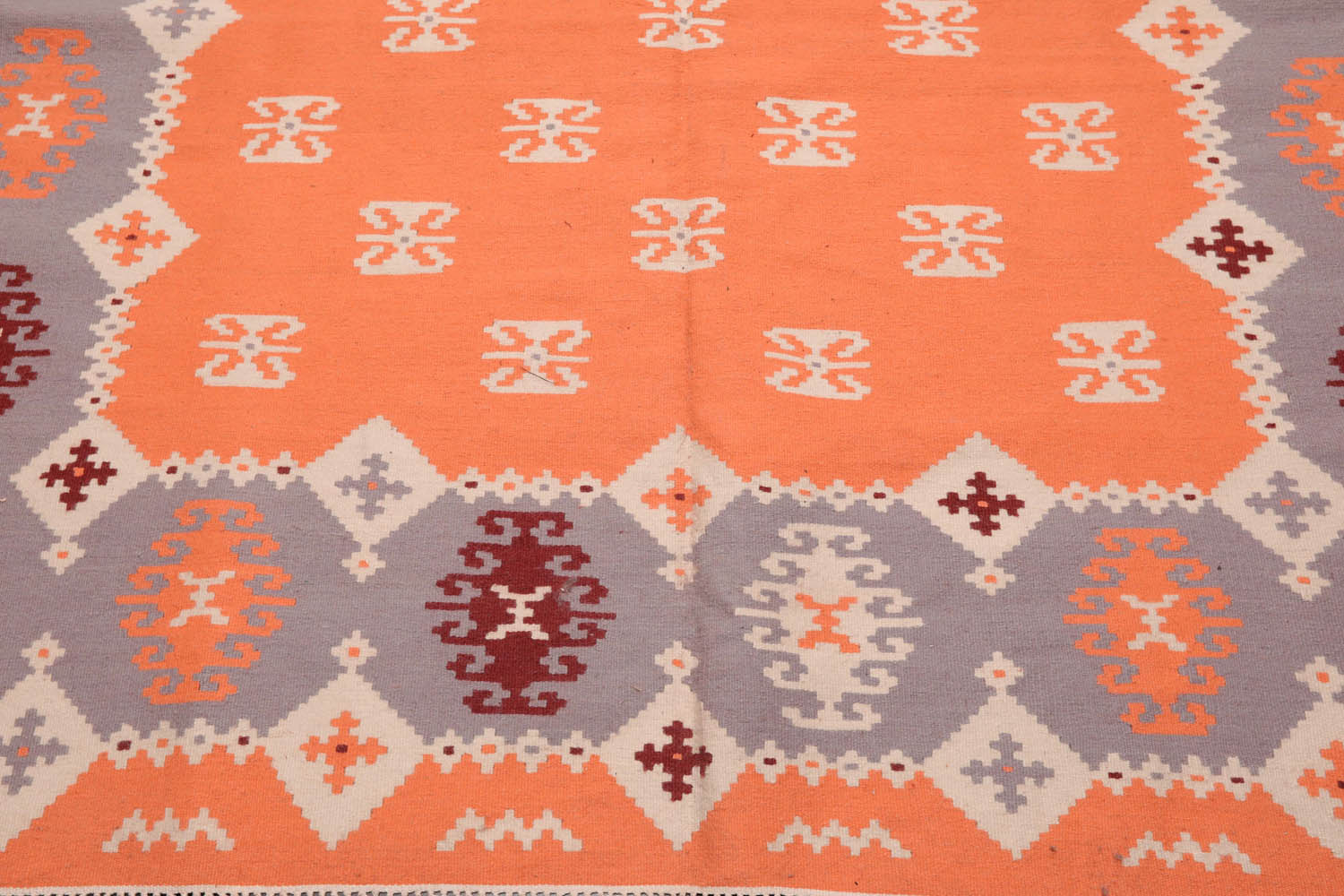 8x10 Peach, Lavender, Ivory Color Hand Woven All-Over 100% Wool Southwestern Oriental Rug
