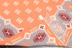 8x10 Peach, Lavender, Ivory Color Hand Woven All-Over 100% Wool Southwestern Oriental Rug