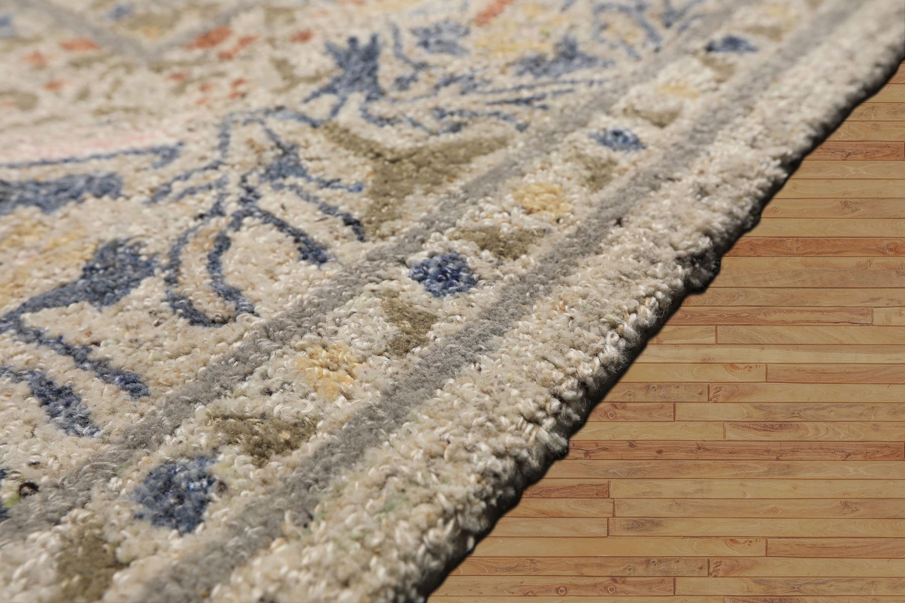 Multi Size Gray Beige Silver Color Hand Hooked William Morris Wool Traditional Oriental Rug