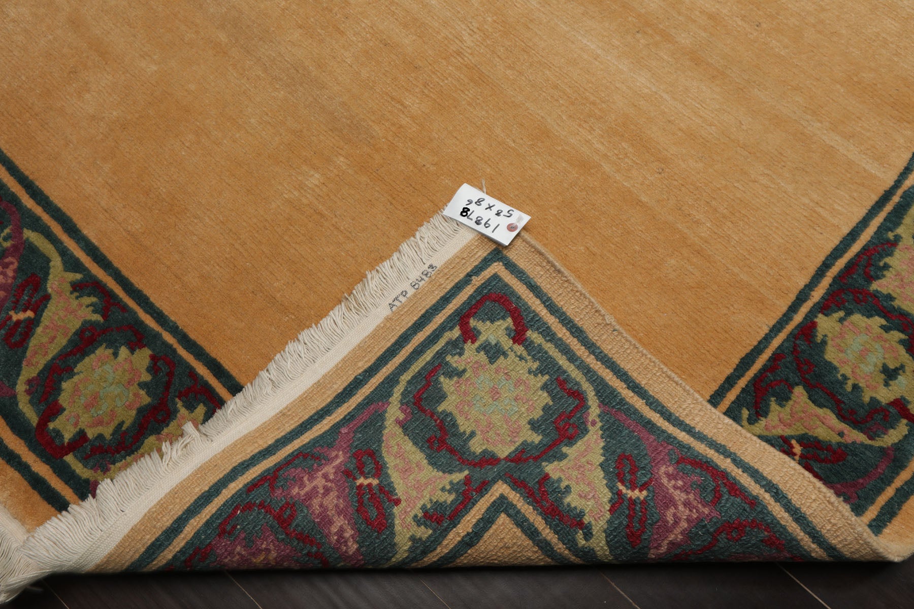 5x8 Tan, Teal, Plum Color Hand Knotted Tibetan New Zealand Wool Art Deco Oriental Rug
