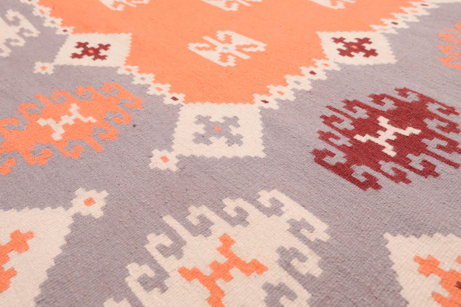 8x10 Peach, Lavender, Ivory Color Hand Woven All-Over 100% Wool Southwestern Oriental Rug