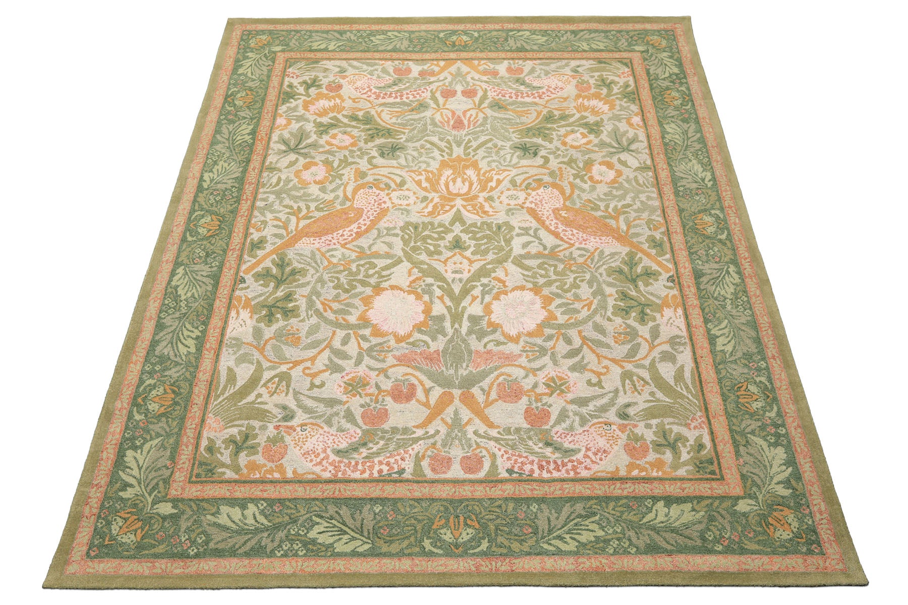 Multi Size Beige Gray Sage Color Hand Hooked William Morris Wool Traditional Oriental Rug