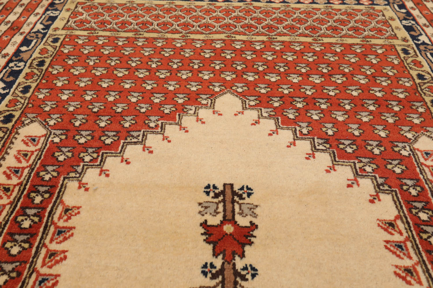 4x6 Beige, Burnt Orange, Brown Color Hand Knotted All-Over 100% Wool Traditional Oriental Rug