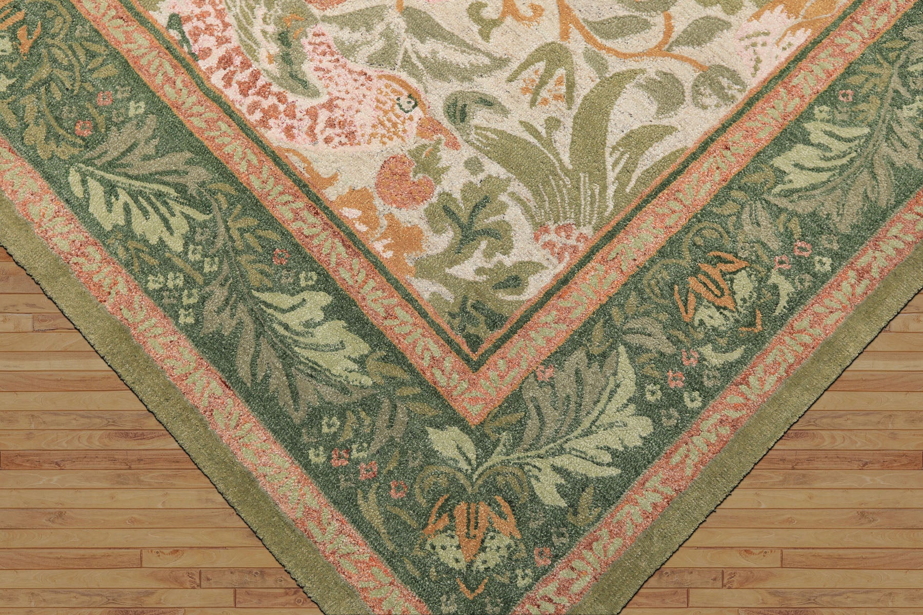 Multi Size Beige Gray Sage Color Hand Hooked William Morris Wool Traditional Oriental Rug