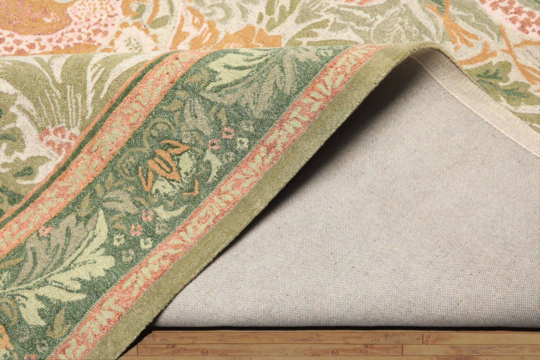 Multi Size Beige Gray Sage Color Hand Hooked William Morris Wool Traditional Oriental Rug