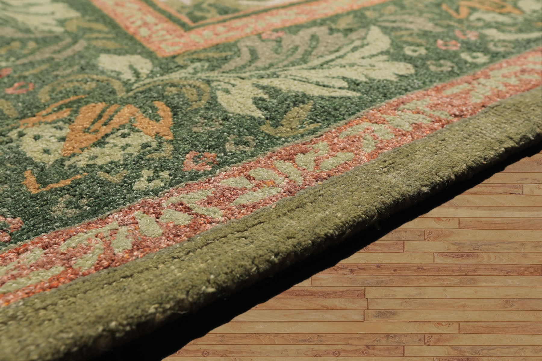 Multi Size Beige Gray Sage Color Hand Hooked William Morris Wool Traditional Oriental Rug