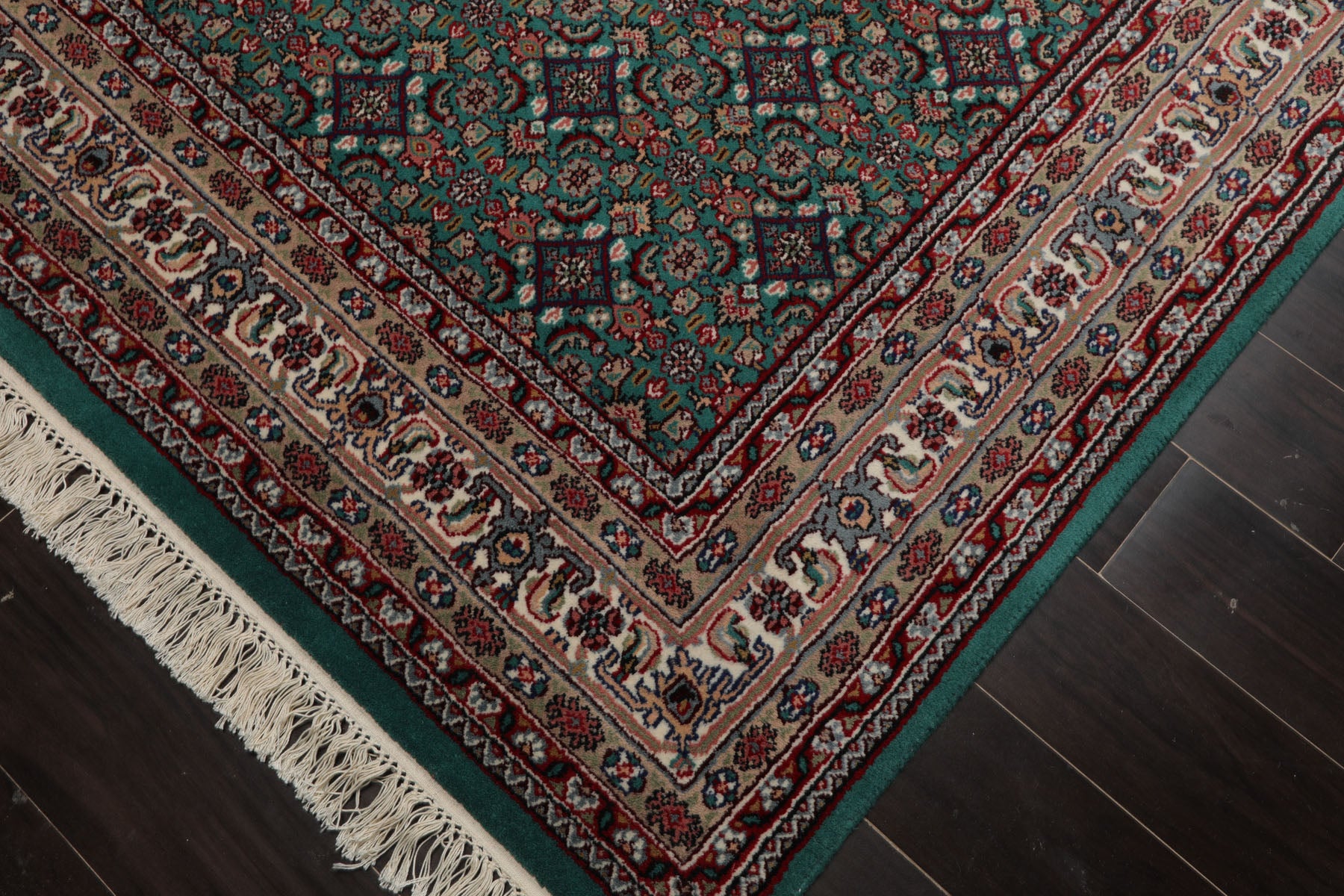 6x9 Turquoise, Ivory, Burgundy Color Hand Knotted Herati Wool Traditional Oriental Rug