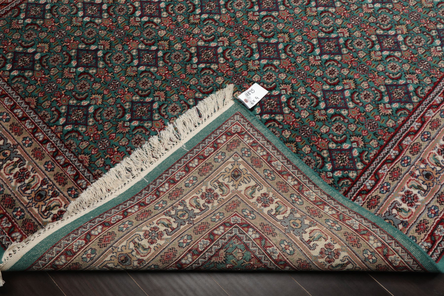 6x9 Turquoise, Ivory, Burgundy Color Hand Knotted Herati Wool Traditional Oriental Rug