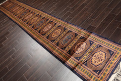 Palace Blue, Gold, Rust Color Hand Knotted All-Over 100% Wool Traditional Oriental Rug