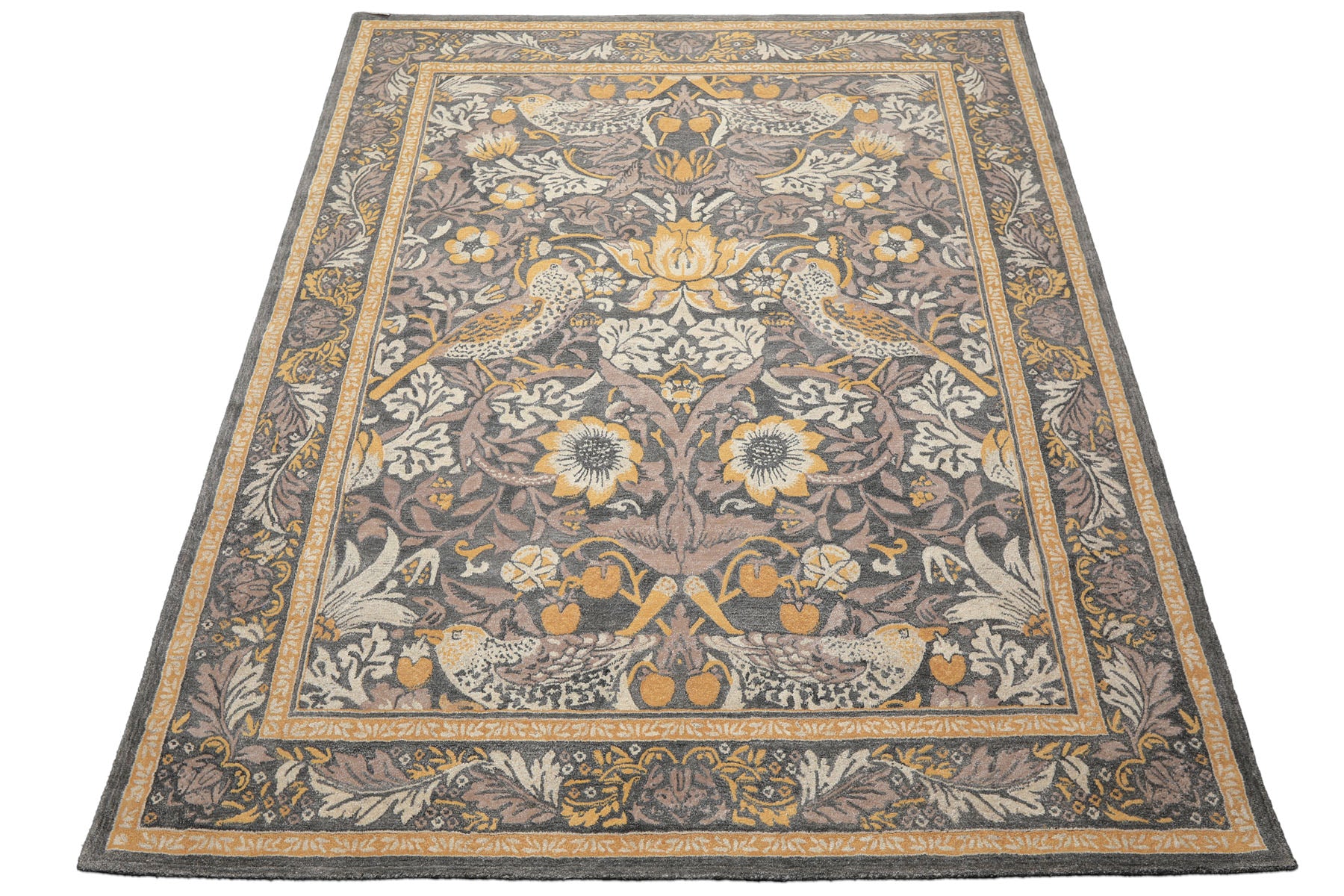 Multi Size Gray Beige Taupe Color Hand Hooked William Morris Wool Traditional Oriental Rug