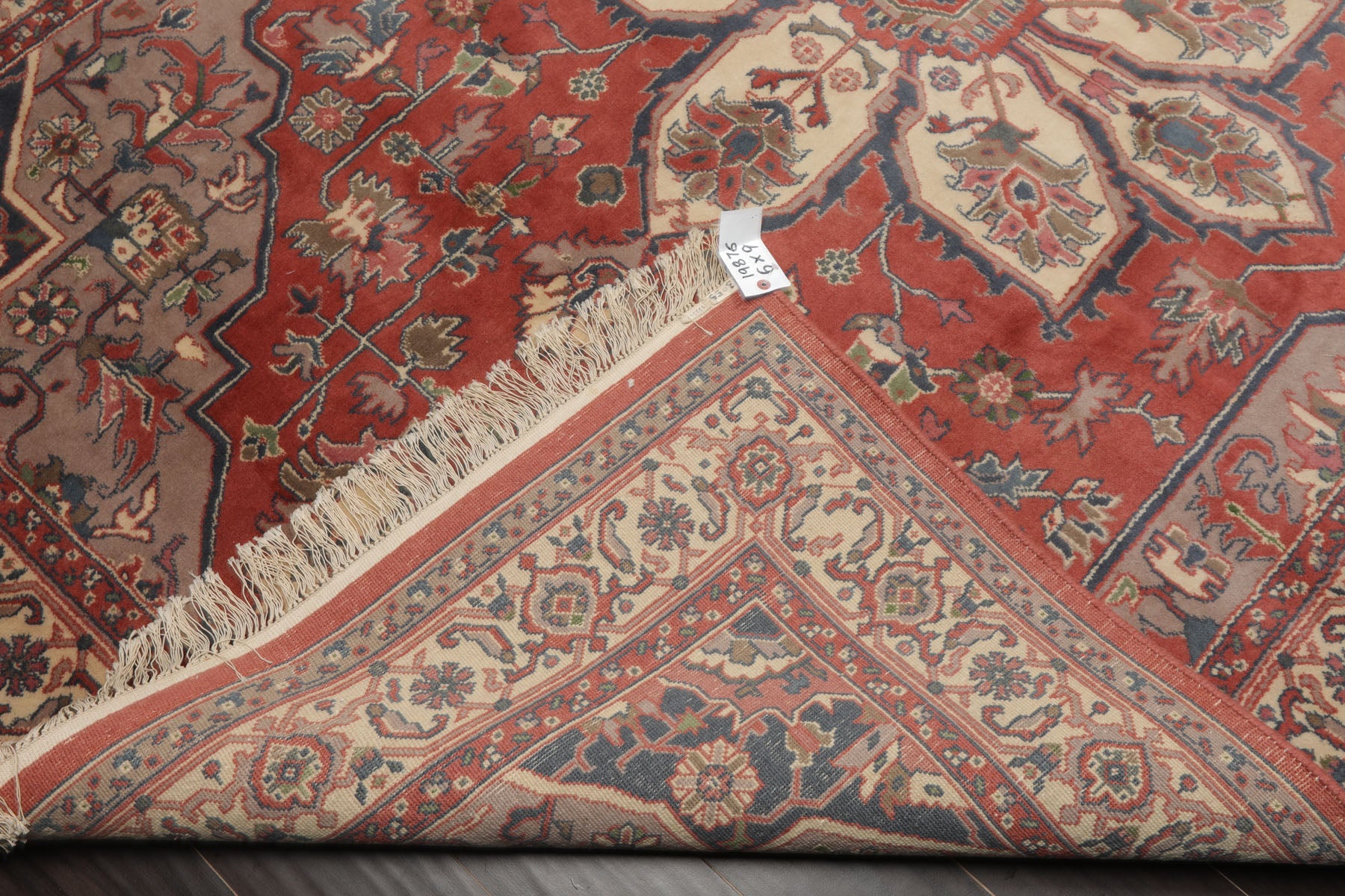6x9 Rose, Ivory, Taupe Color Hand Knotted Heriz New Zealand Wool Traditional Oriental Rug