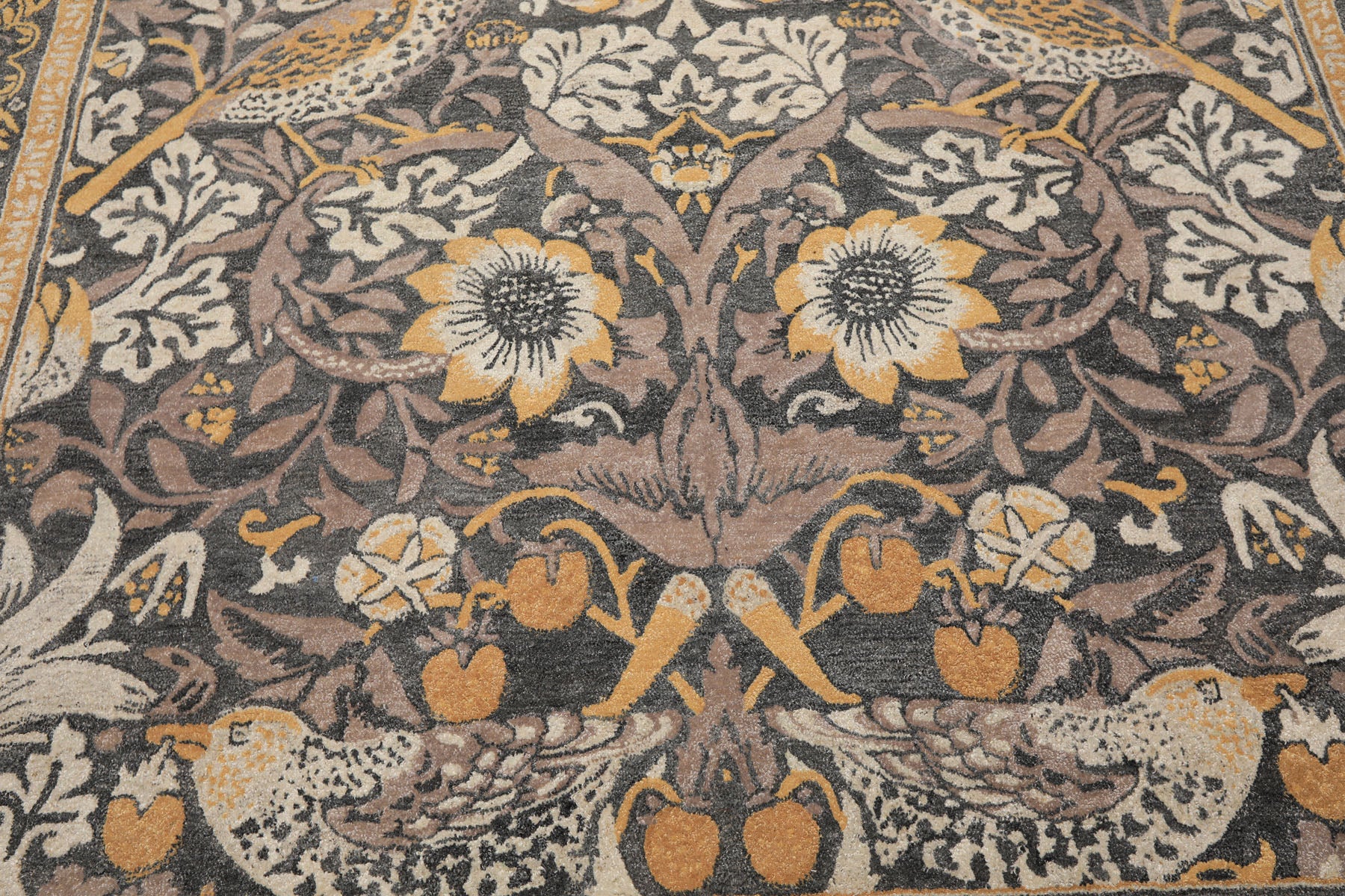 Multi Size Gray Beige Taupe Color Hand Hooked William Morris Wool Traditional Oriental Rug