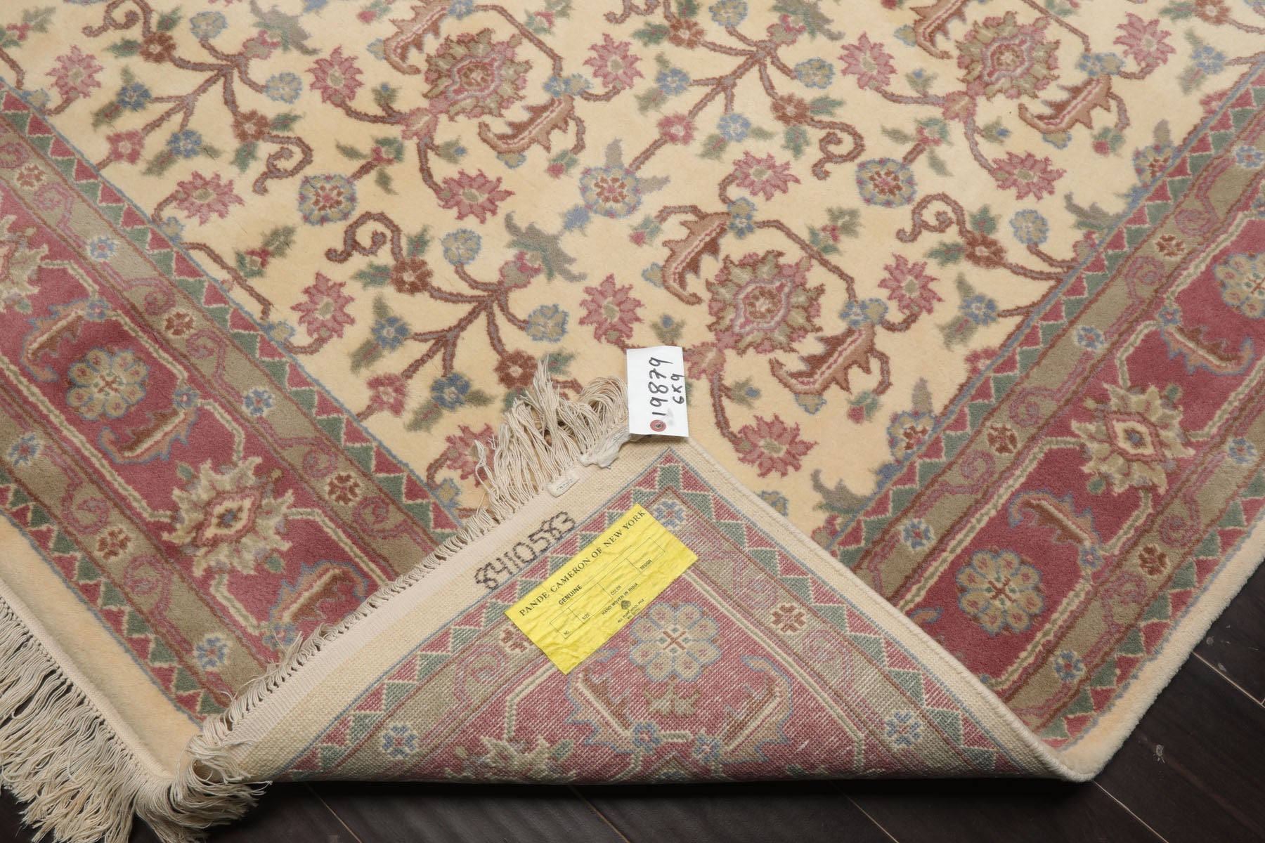 6x9 Ivory, Plum, Aqua Color Hand Knotted Herati New Zealand Wool Traditional Oriental Rug