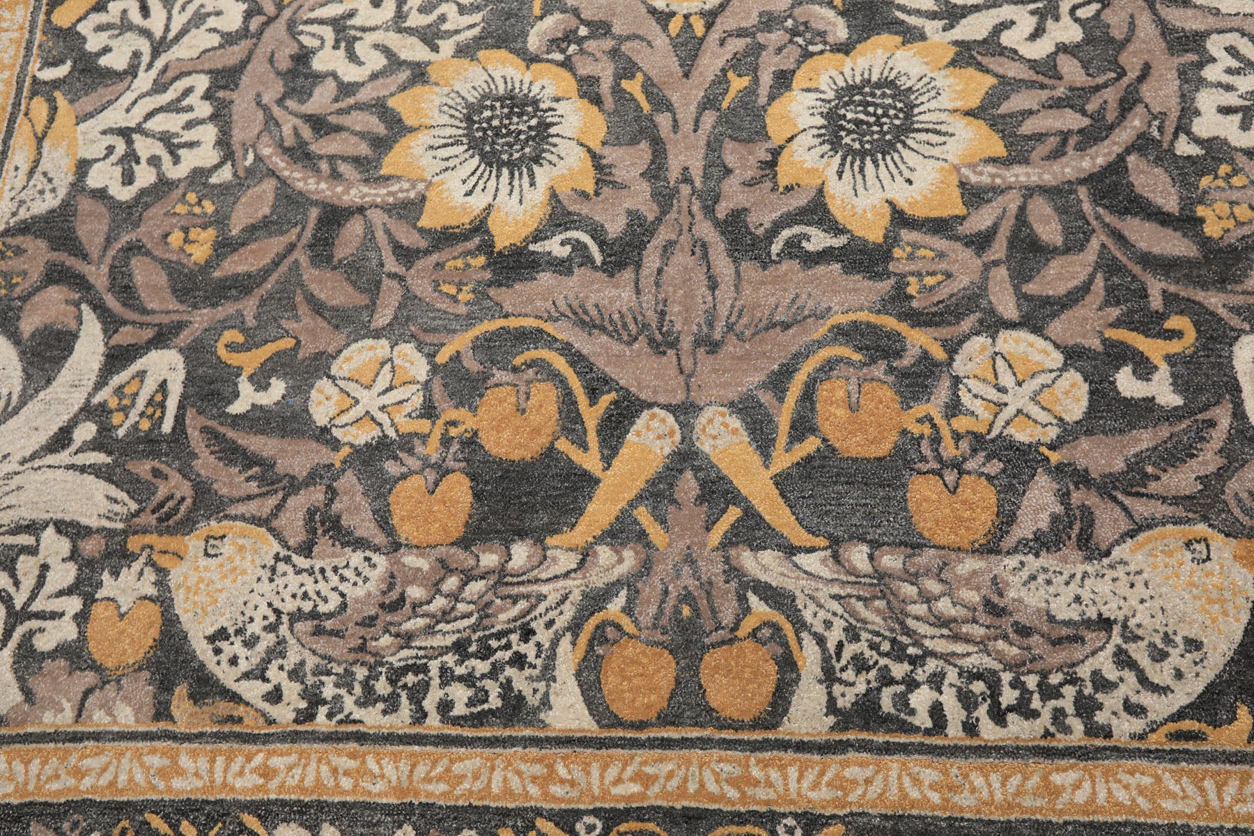 Multi Size Gray Beige Taupe Color Hand Hooked William Morris Wool Traditional Oriental Rug