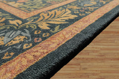 Multi Size Teal Aqua Peach Color Hand Hooked William Morris Wool Traditional Oriental Rug