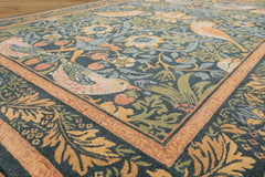 Multi Size Teal Aqua Peach Color Hand Hooked William Morris Wool Traditional Oriental Rug