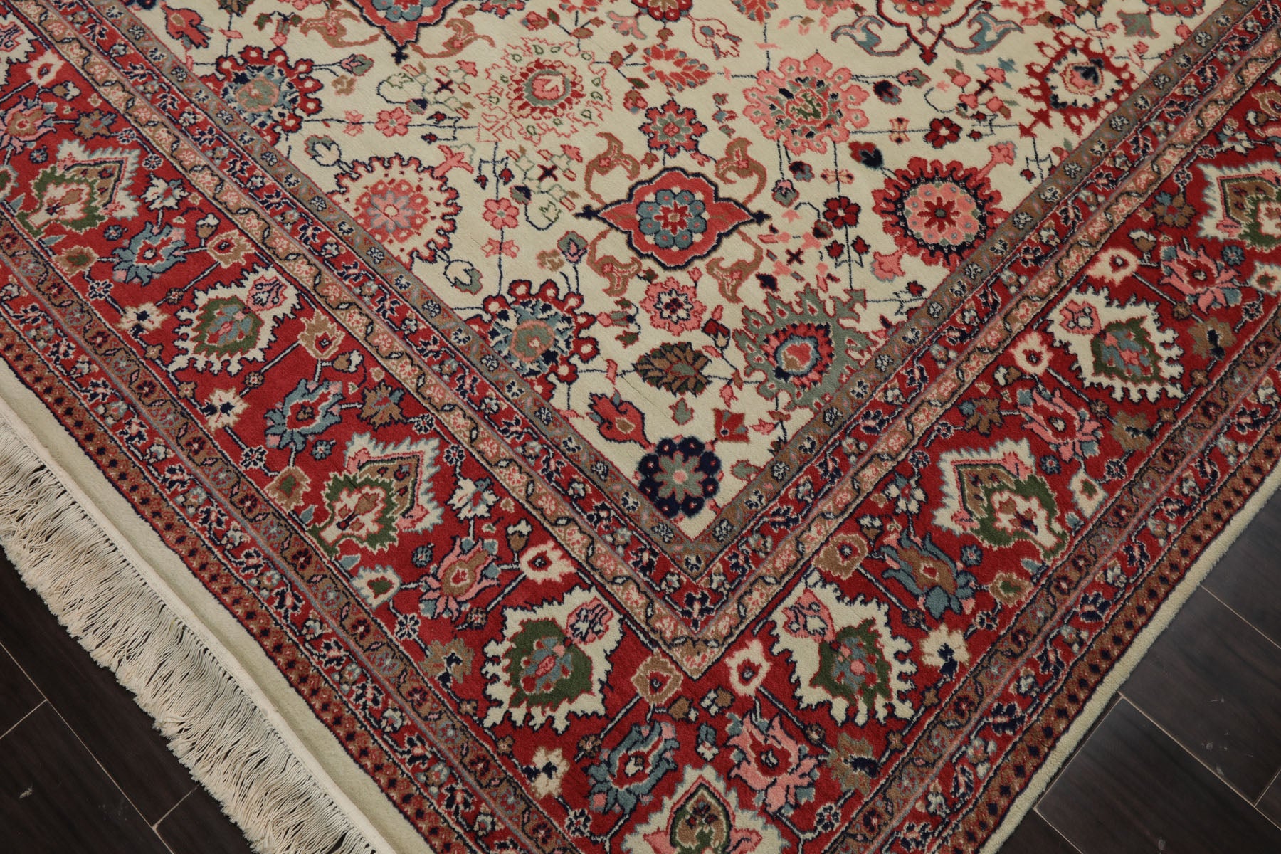 6x9 Ivory, Raspberry, Rose Color Hand Knotted Oushak New Zealand Wool Traditional Oriental Rug