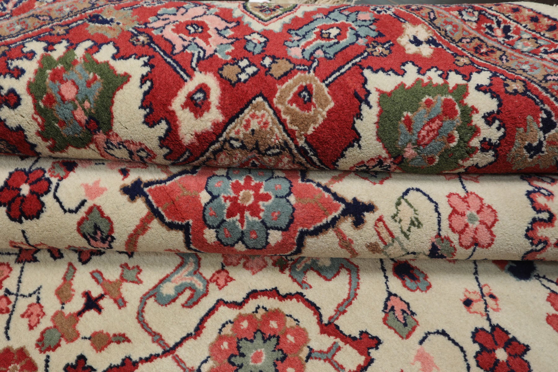 6x9 Ivory, Raspberry, Rose Color Hand Knotted Oushak New Zealand Wool Traditional Oriental Rug