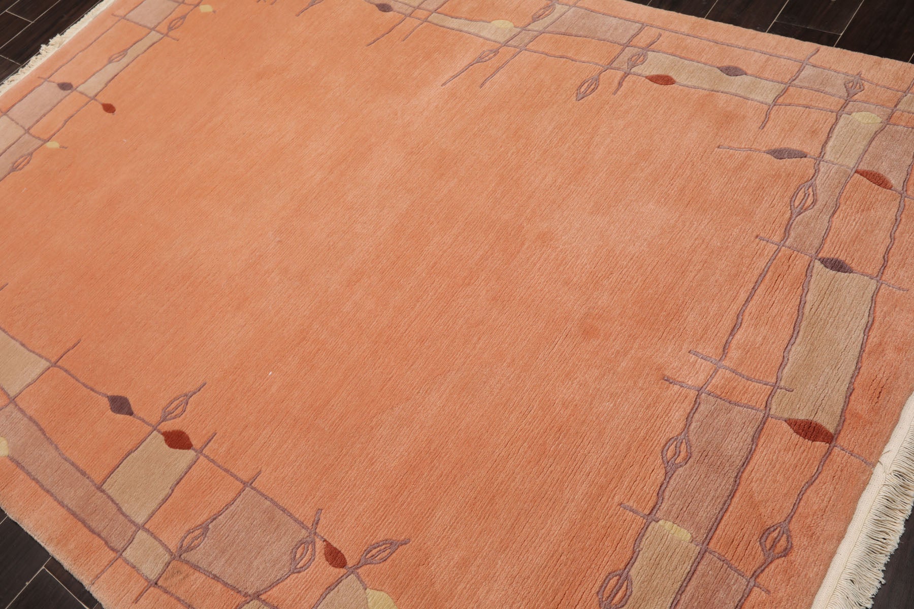 5x8 Blush, Beige, Taupe Color Hand Knotted Tibetan New Zealand Wool Art Deco Oriental Rug