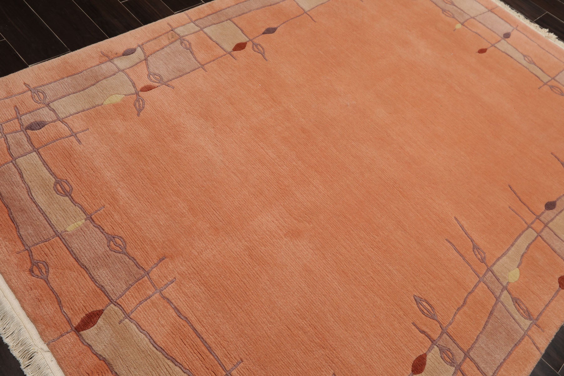5x8 Blush, Beige, Taupe Color Hand Knotted Tibetan New Zealand Wool Art Deco Oriental Rug