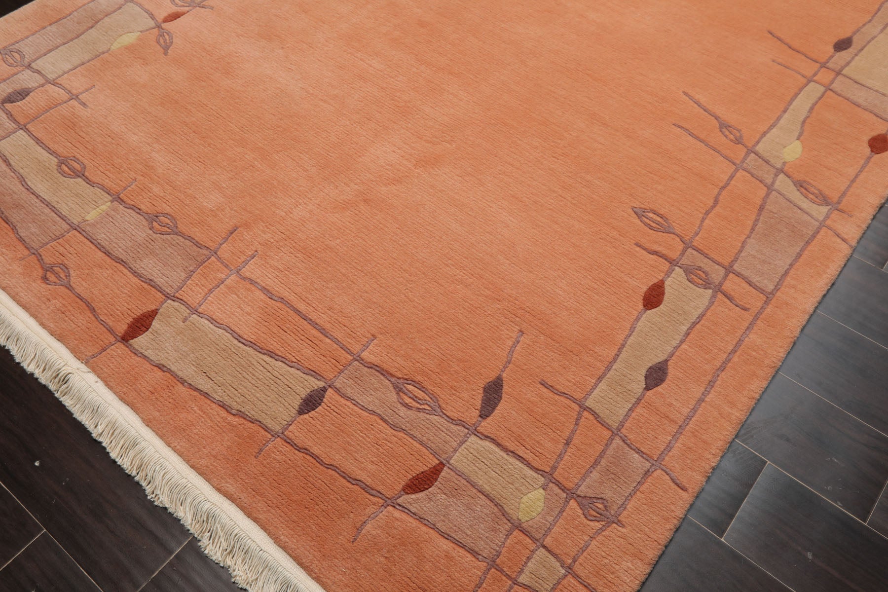5x8 Blush, Beige, Taupe Color Hand Knotted Tibetan New Zealand Wool Art Deco Oriental Rug