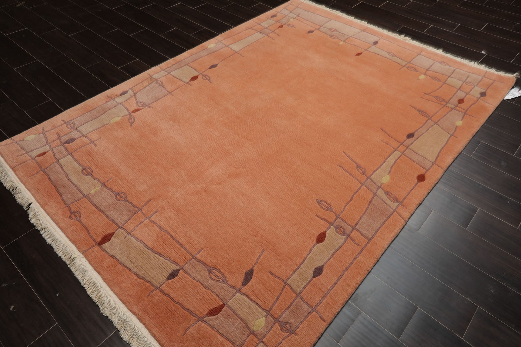 5x8 Blush, Beige, Taupe Color Hand Knotted Tibetan New Zealand Wool Art Deco Oriental Rug