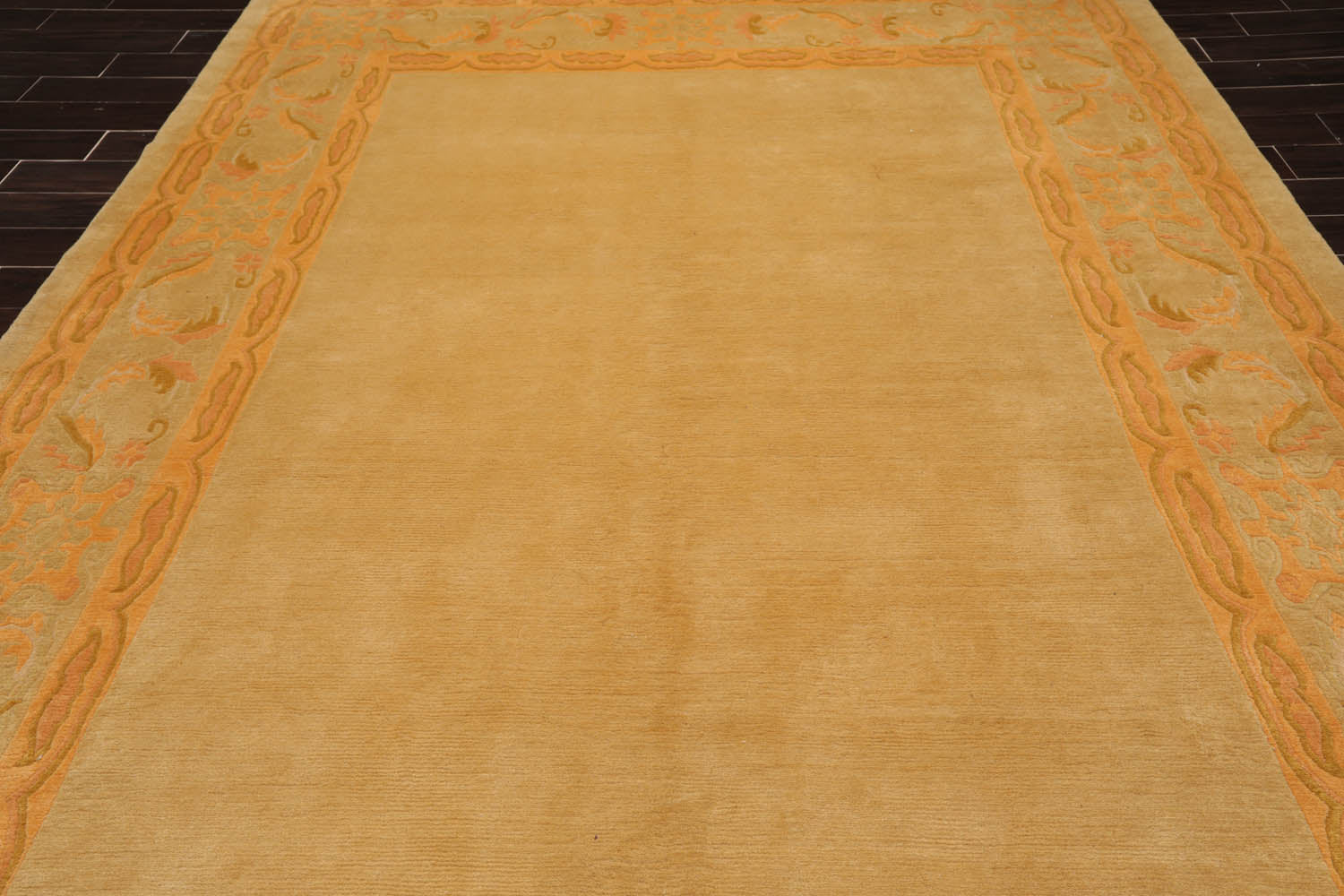 9x12 Beige, Peach, Gold Color Hand Knotted All-Over 100% Wool Traditional Oriental Rug