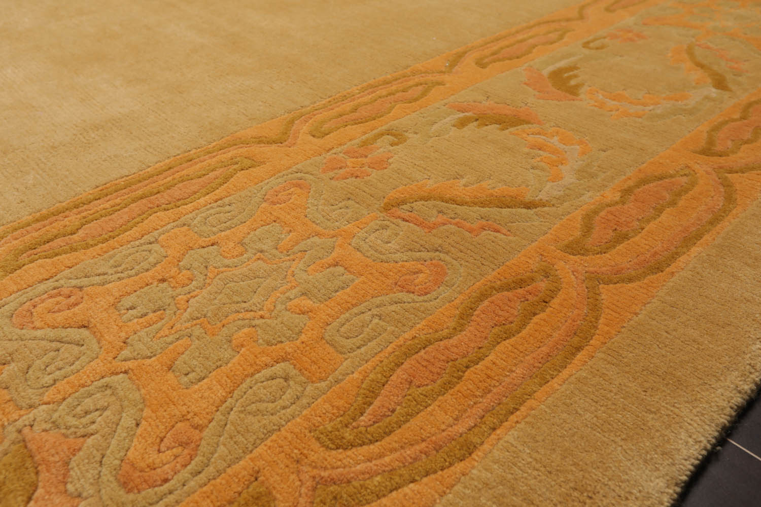 9x12 Beige, Peach, Gold Color Hand Knotted All-Over 100% Wool Traditional Oriental Rug