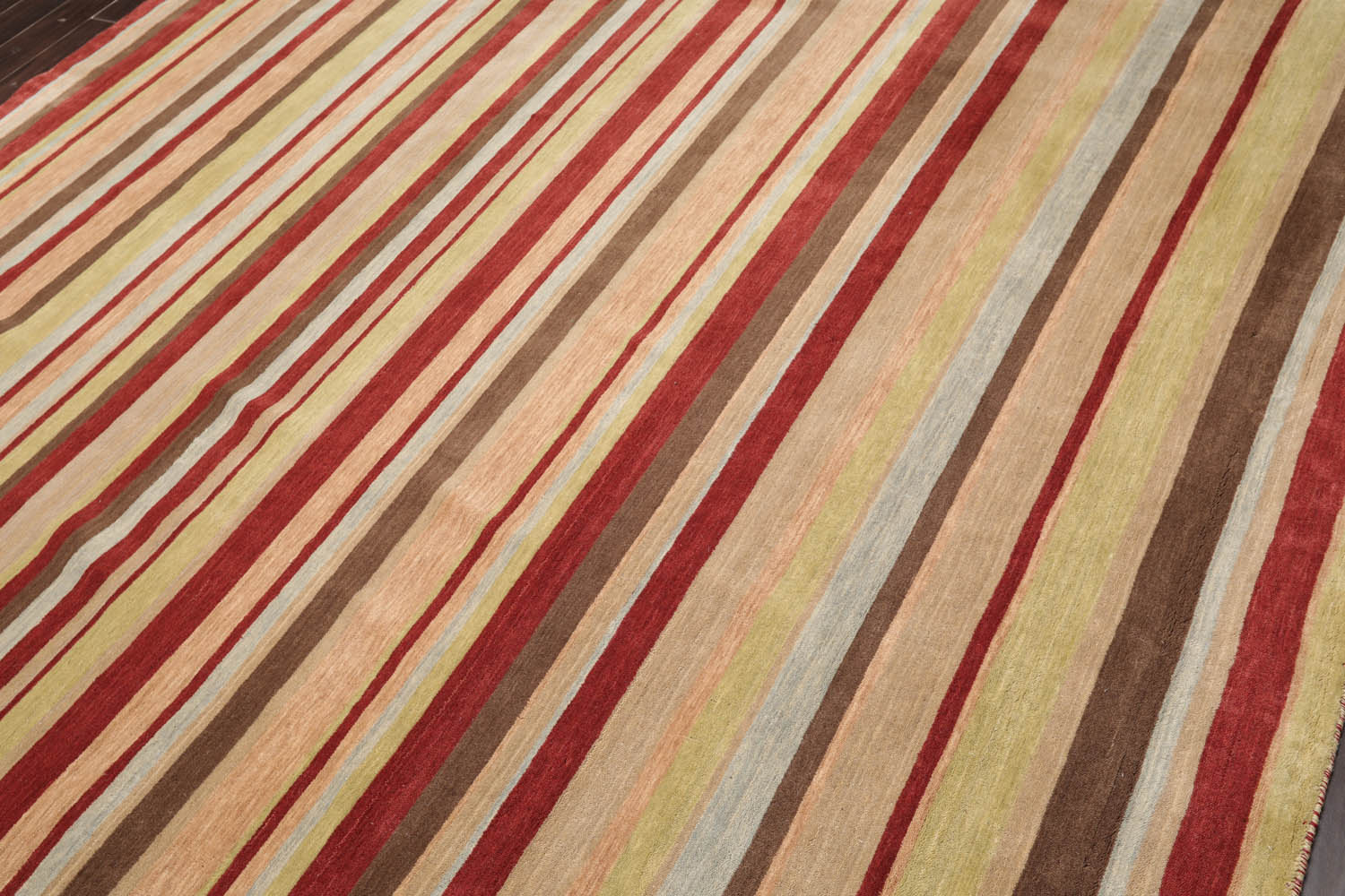 9x12 Rust, Tan, Lime Color Hand Knotted All-Over 100% Wool Modern Oriental Rug