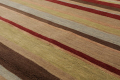 9x12 Rust, Tan, Lime Color Hand Knotted All-Over 100% Wool Modern Oriental Rug